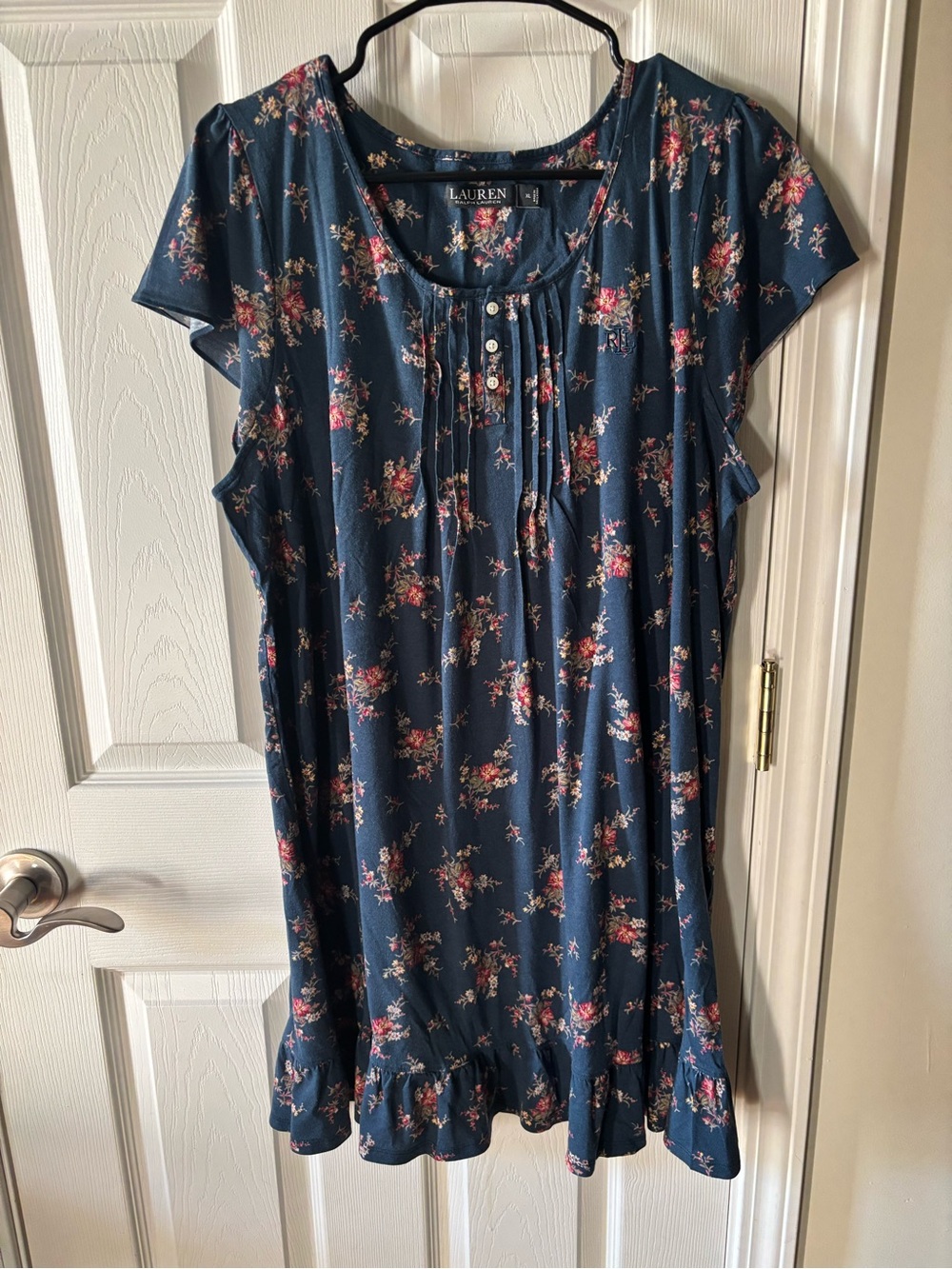 Lauren Ralph Lauren Navy Floral Ruffled-Hem Mini Dress